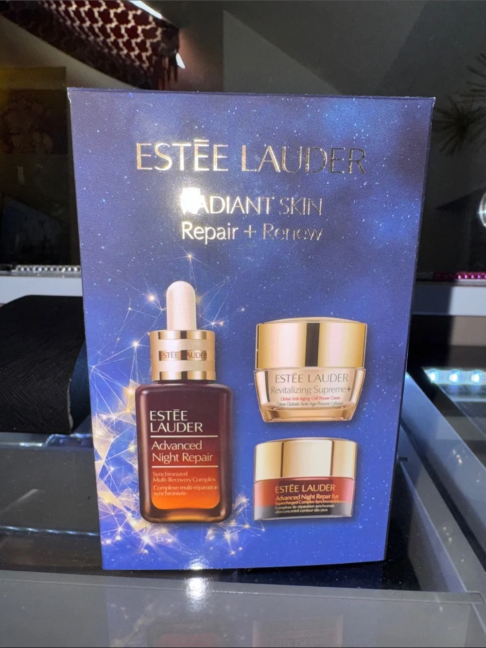 Estee Lauder Radiant Skin Repair + Renew Set — Blue & Gold Accents
